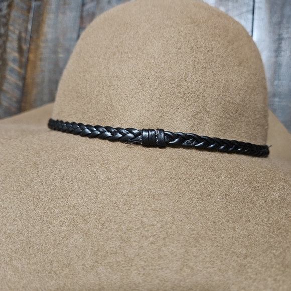 Tan Wool Floppy Hat with Braided Leather Detail and Gigi Pip Pin - Picture 6 of 9